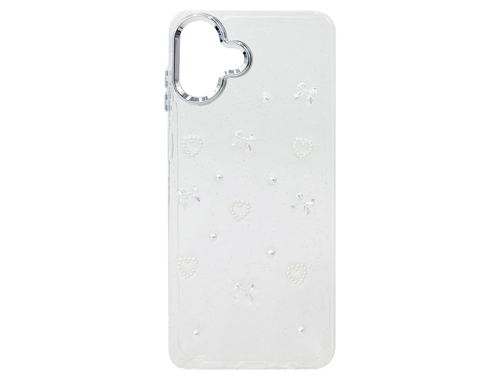 Накладка Золотий Пил 3D Metal Frame Samsung A07 bow/heart clear