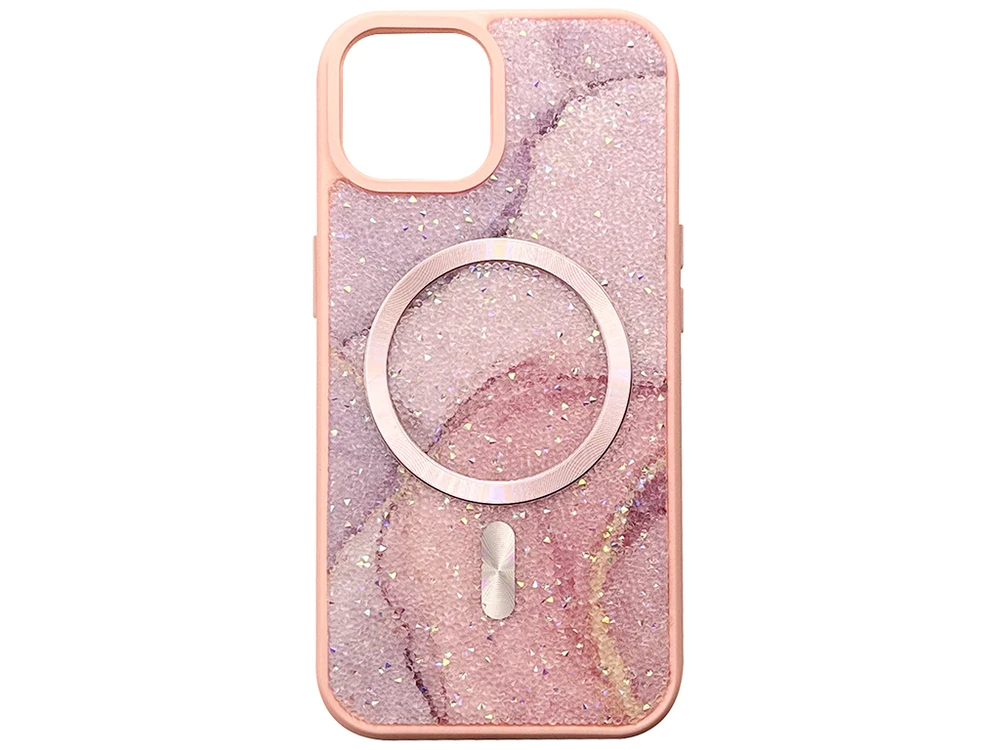 Накладка Crystal Geode MagSafe iPhone 15 pink