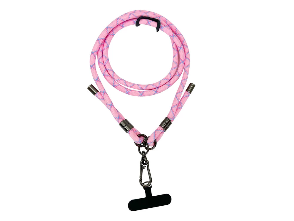 Ремінець-шнурок для телефону з карабіном (1.5m) pink/blue