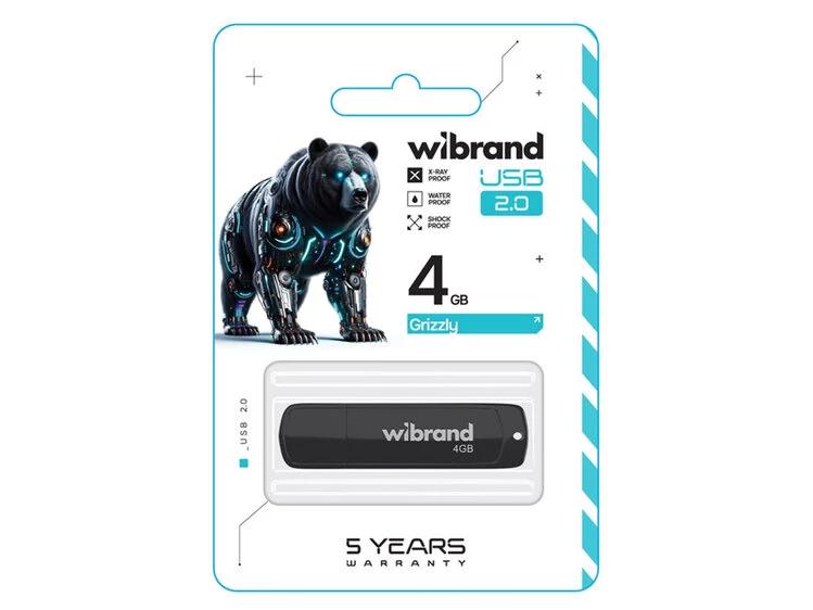USB Flash 2.0 Wibrand Grizzly 4Gb черный