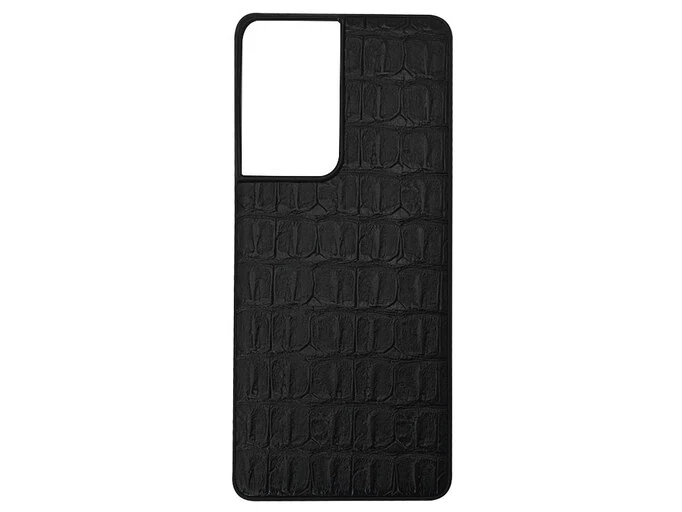 Накладка Leather Crocodile Samsung S21 Ultra black