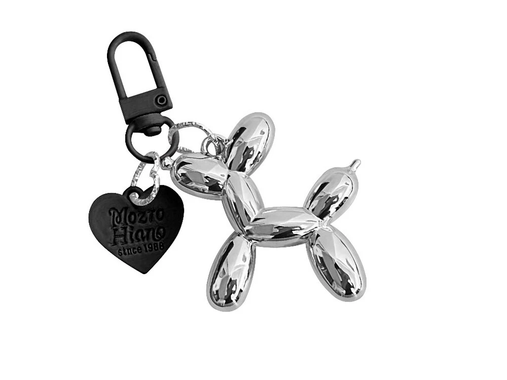 Брелок Baloon dog/heart silver/black