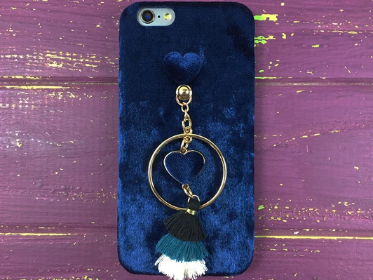 Велюр + підвіска iPhone 6 blue