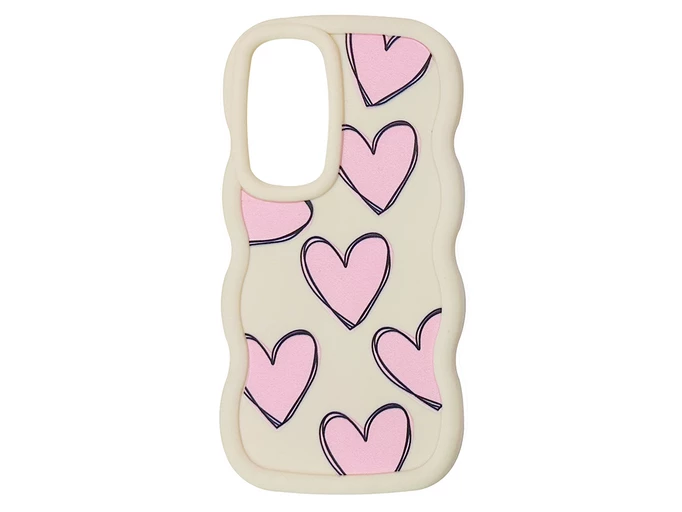 TPU Wavy Sides Samsung S24 FE big hearts vanilla