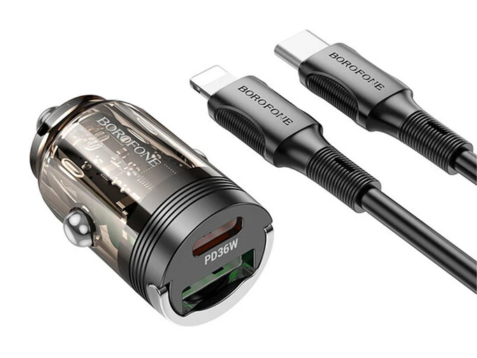 АЗП Borofone BZ29A 1Type-C/1USB/36W/QC3.0 + кабель Type-C to Lighting black