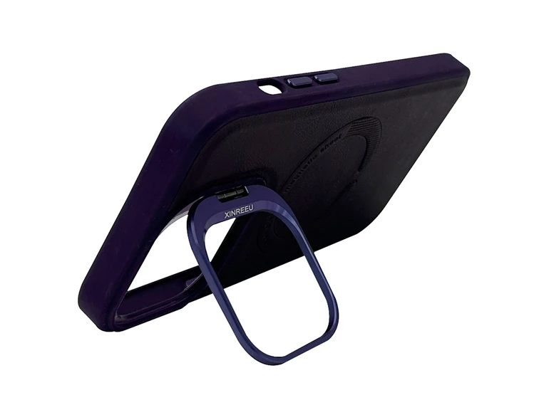 Stand Case Xinreeu Leather MagSafe iPhone 14 Pro Max deep purple