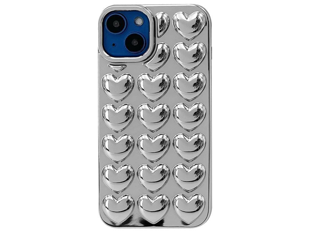 Накладка 3D Love iPhone 13/14 silver