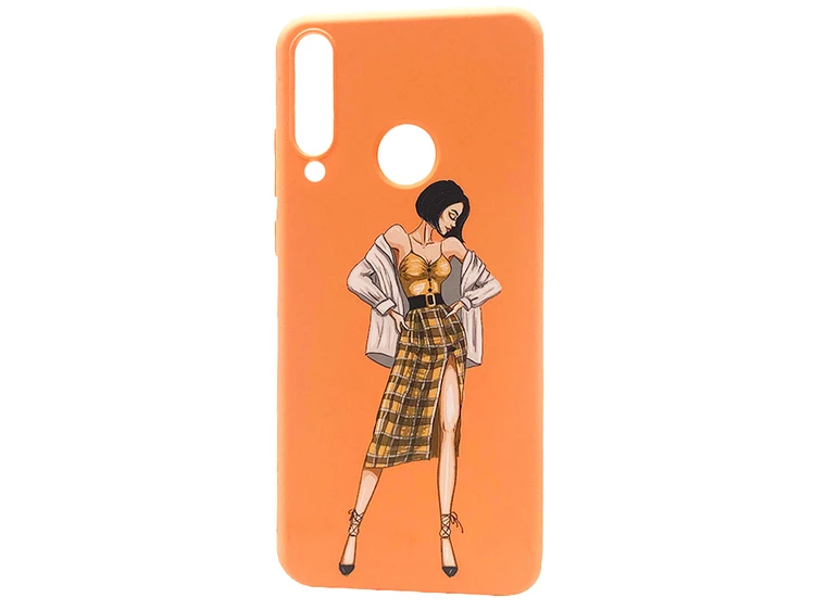 WAVE Fancy Huawei Y6P (20) plaid skirt girl/peach