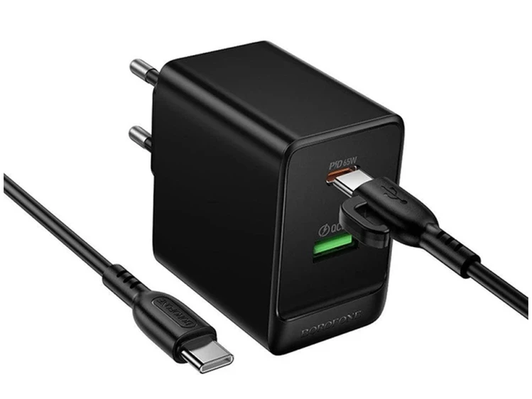 МЗП Borofone BAS17A 65W 1Type-C/1USB + кабель Type-C Type-C (1m) black