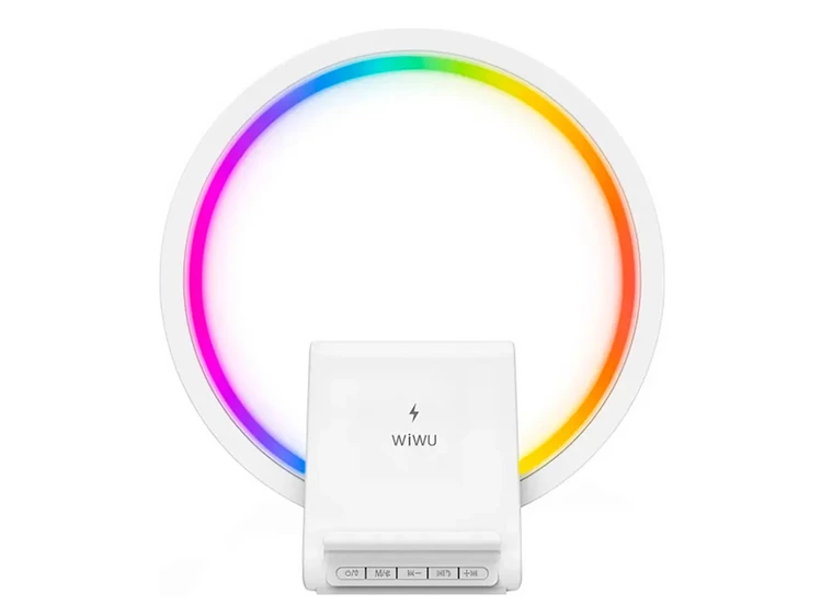 Смарт-лампа RGB WIWU W021 LED Беспроводная Зарядка Динамик белый