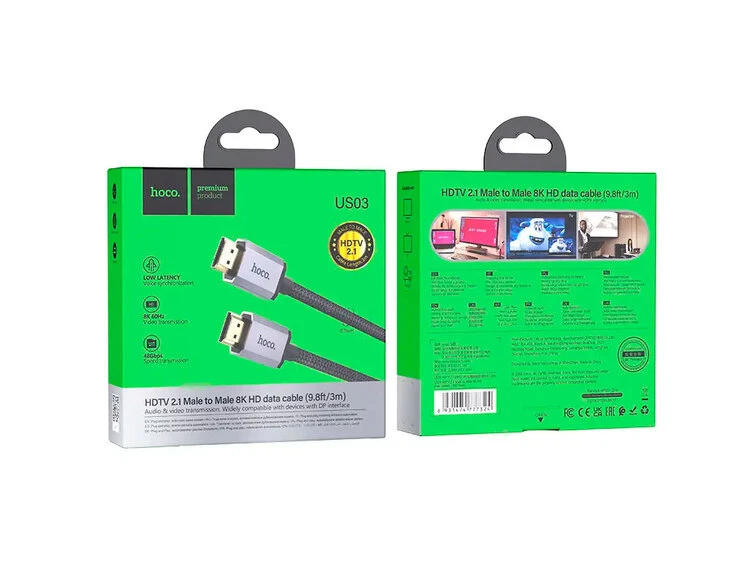Кабель HOCO HDMI US03 2.0 Male to 4K HD Male 1m