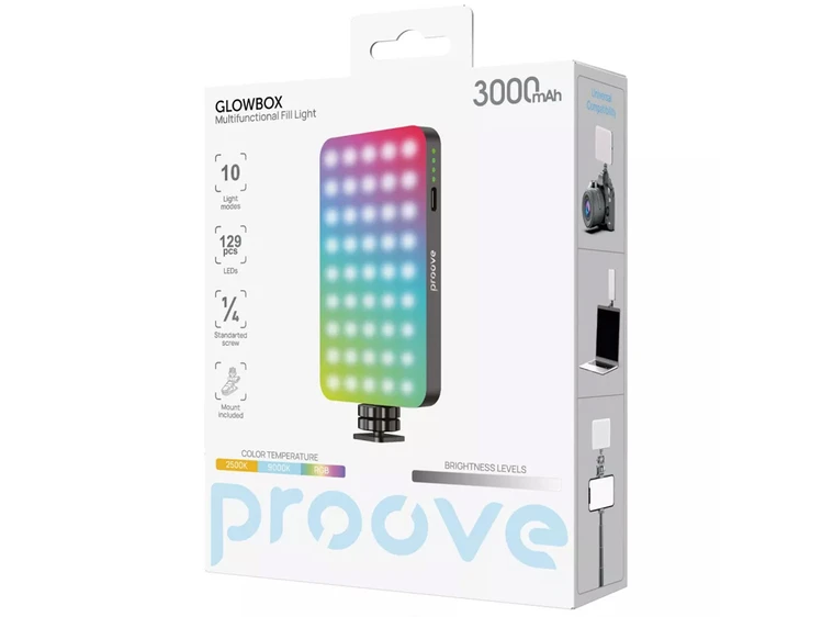 Портативне відеосвітло Proove Glowbox з затискачем для фіксації 3000mAh 6W black