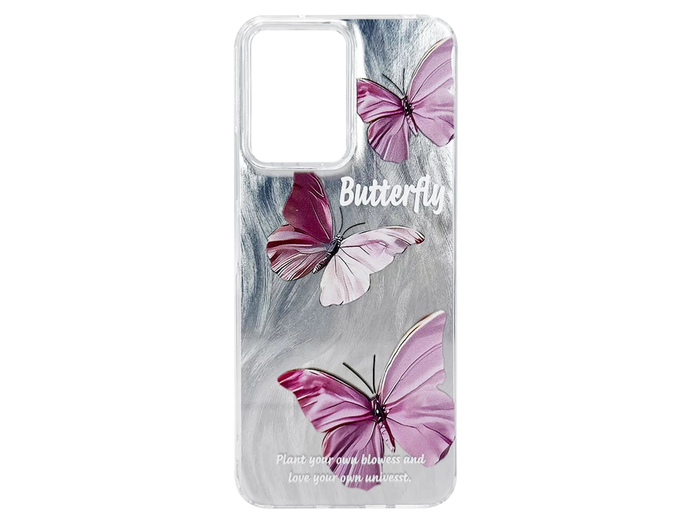 Накладка Paint Stroke Butterflies Redmi Note 12 silver