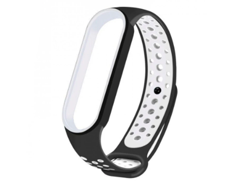 Ремінець силікон Sport Mi Band 5/6 black/white