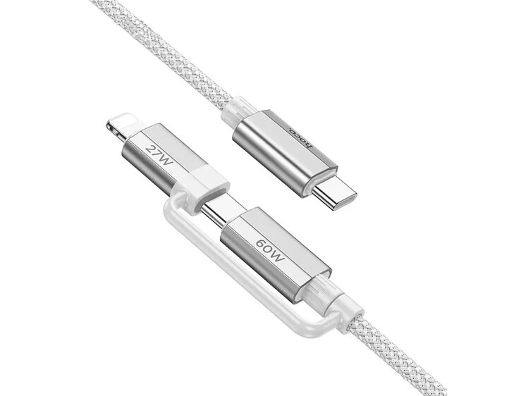 Кабель HOCO U134 2in1 3.0A Type-C to Type-C + Lightning (1.2m) gray