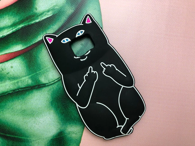 3D Котик для Samsung S7 Edge Черный