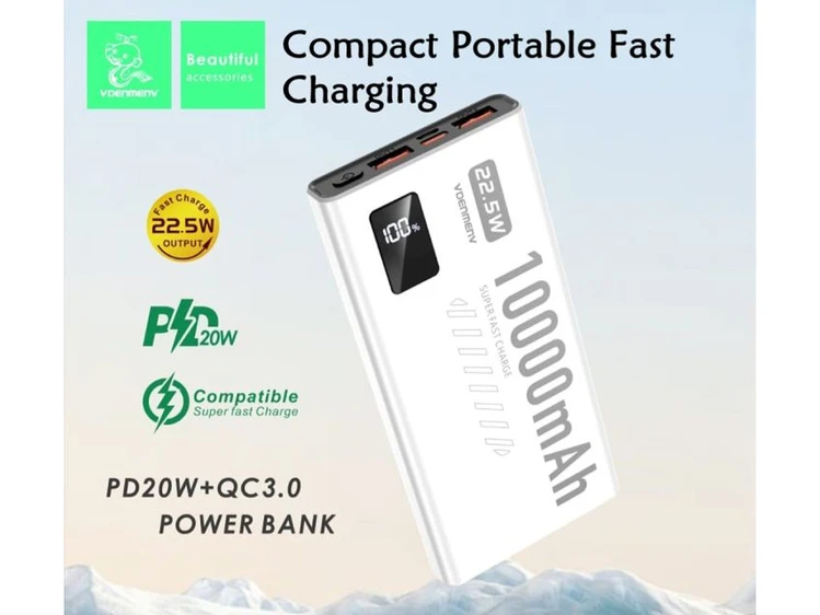 Power Bank VDENMENV DP43 10000mAh 22.5W white