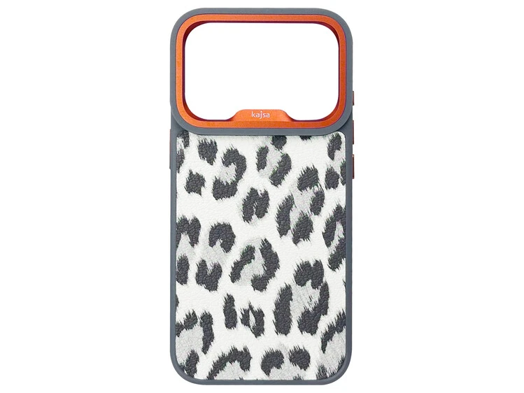 Kajsa Glamorous Collection Leopard Pattern MagSafe iPhone 17 Pro grey/orange