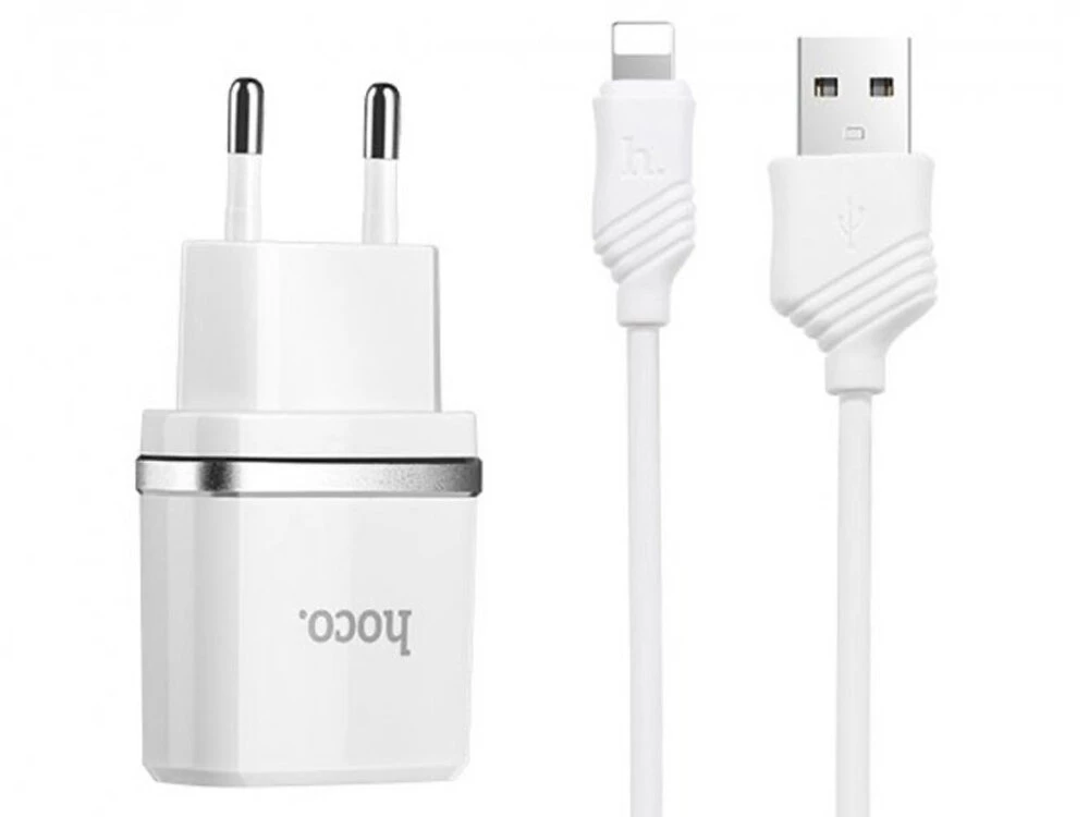 ЗУ HOCO C12 2USB/2,4A + кабель Lightning white