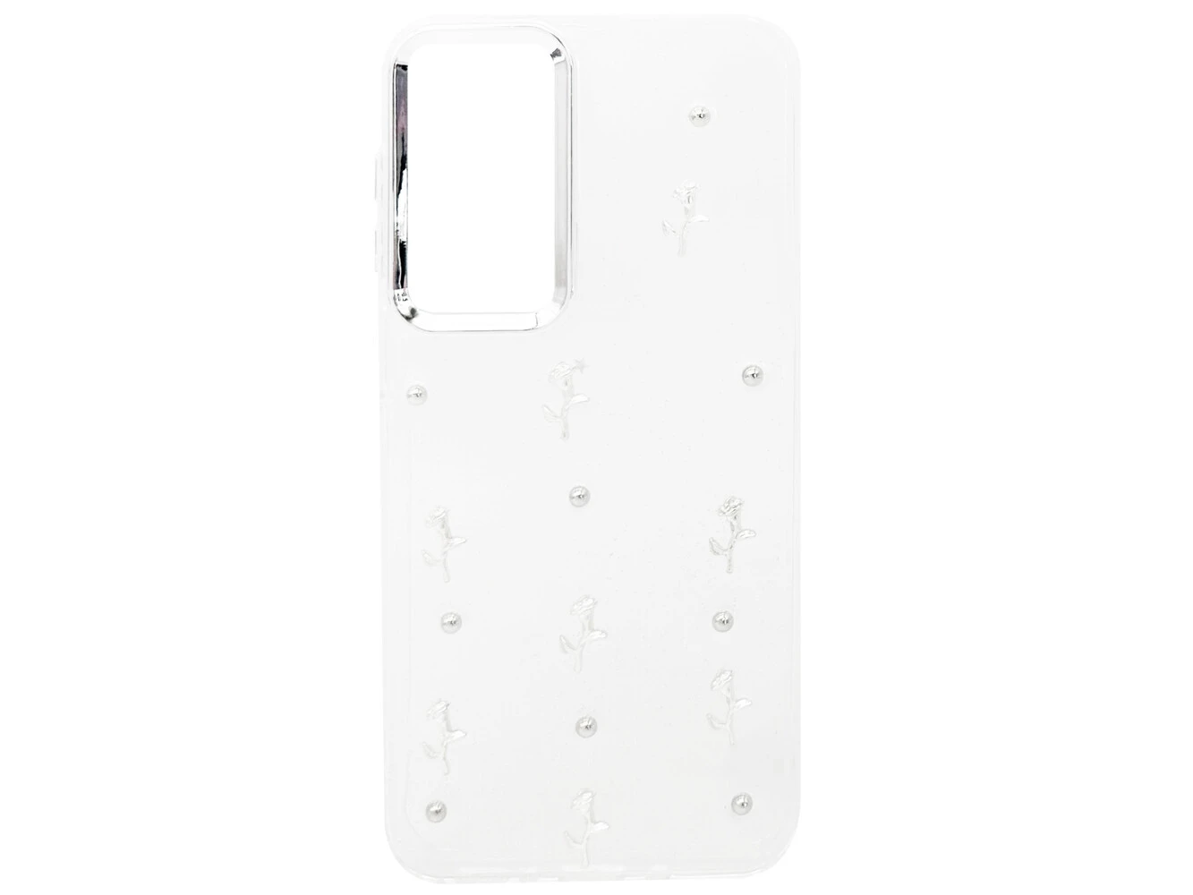 Накладка 3D Silver Rose Bead Glitter Samsung S25 FE clear