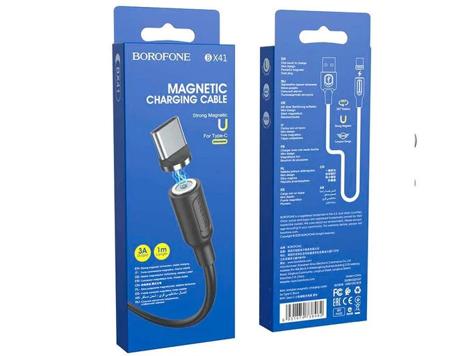 Кабель Borofone BX41 magnetic Type-C 3A (1m) black
