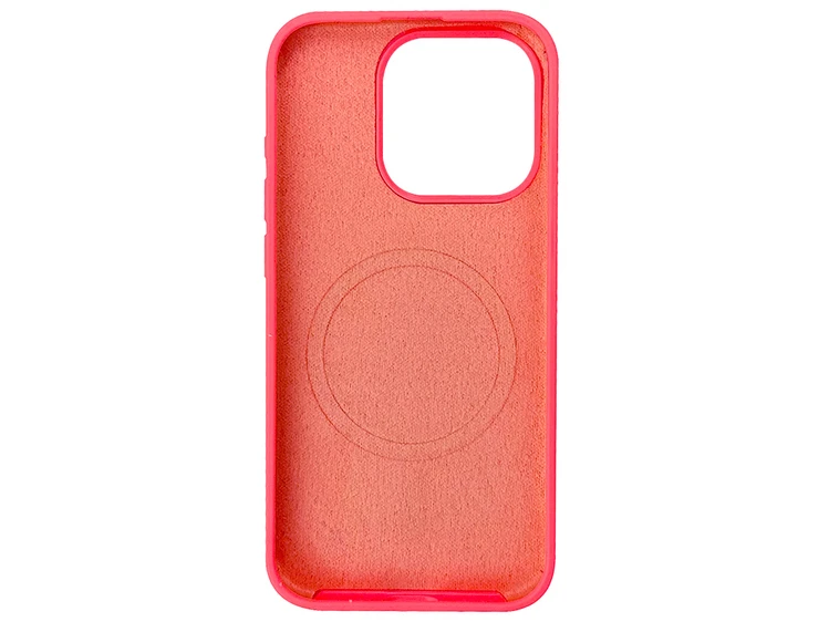 Case soft touch "NO LOGO" MagSafe низ iP 15 Pro (29) neon peach