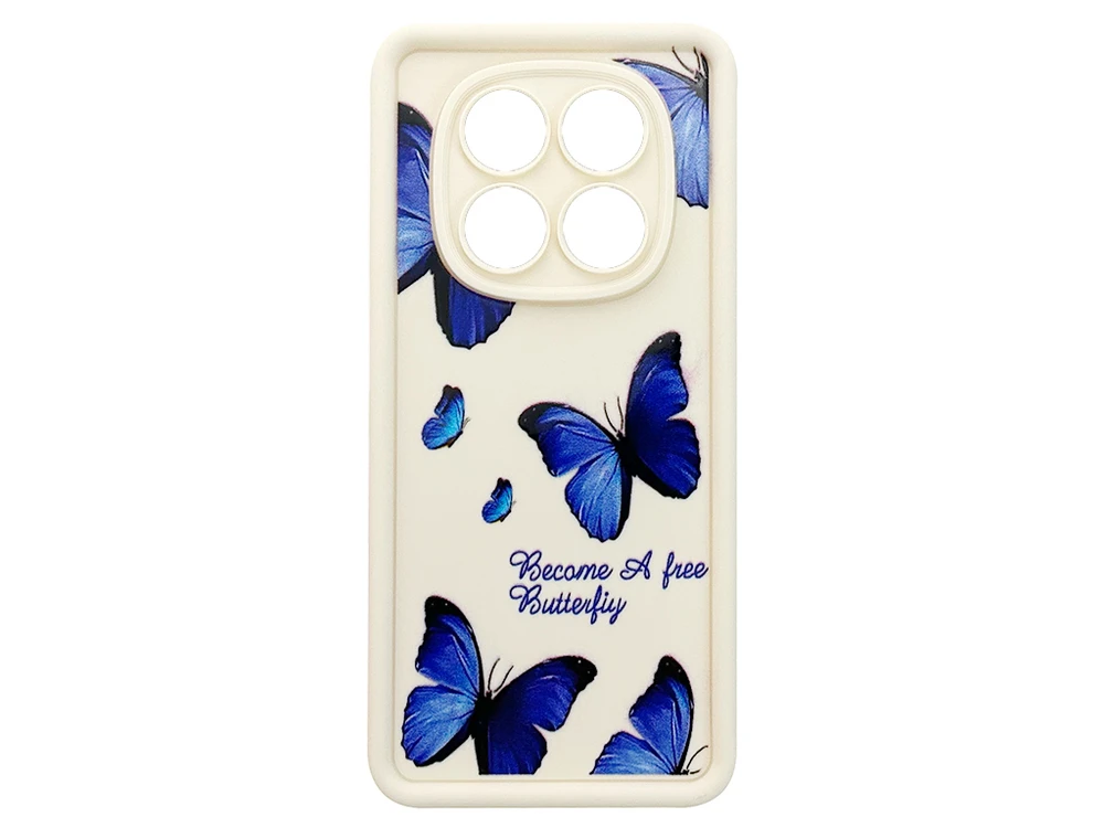 TPU Butterflies Blue Camera Redmi Note 14 Pro vanilla