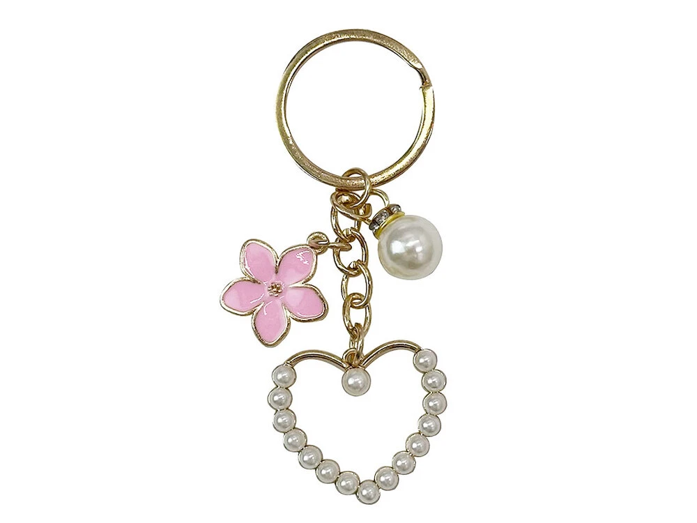 Брелок Pearl Heart Flower pink