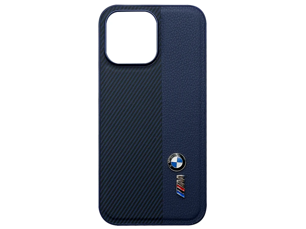 Чохол Leather Metal Logo BMW iPhone 16 Pro Max blue
