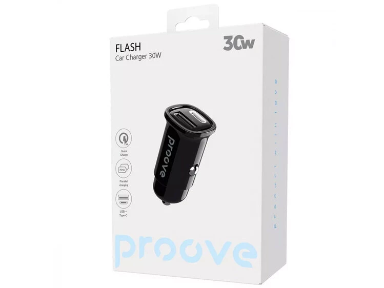 АЗП Proove Flash 30W 1Type-C/1USB black