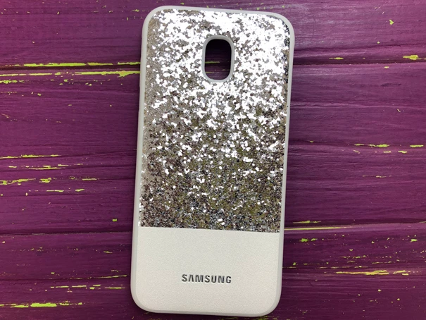 Case Leather+Shining Samsung J330 Silver