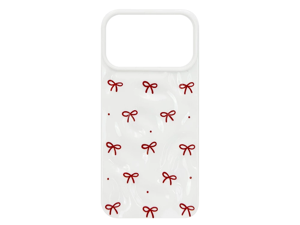 Накладка 3D BOW Glow Case iPhone 17 Pro Max white/burgundy