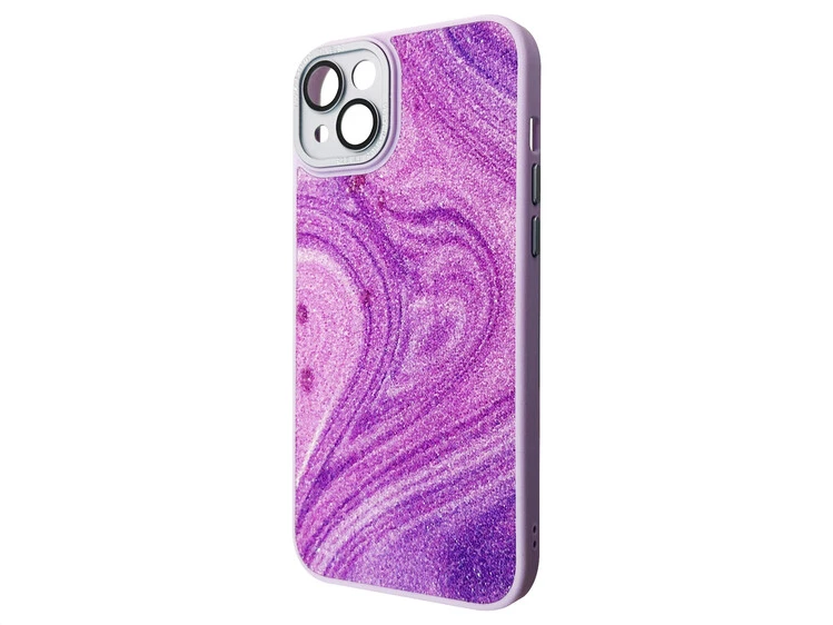 Накладка Glitter Marble NEW disign iPhone 14 light purple