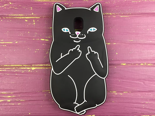 3D Котик Фак Samsung J330 Черный