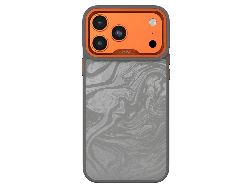 Kajsa Glamorous Collection Fluid Art Pattern MagSafe iPhone 17 Pro grey/orange