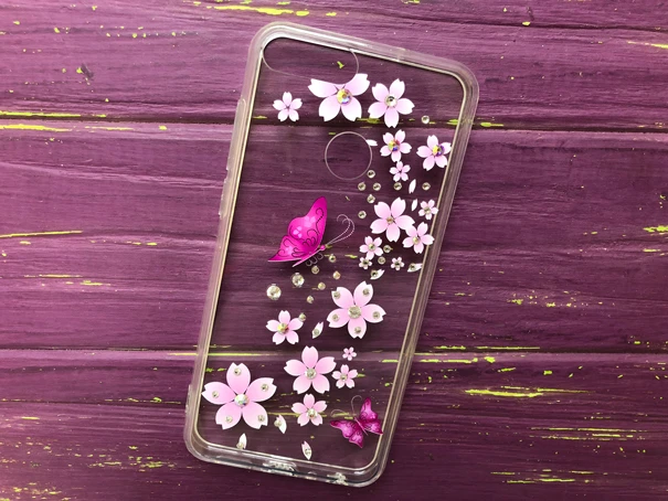 Plastic Diamond Huawei P Smart Pink Butterfly