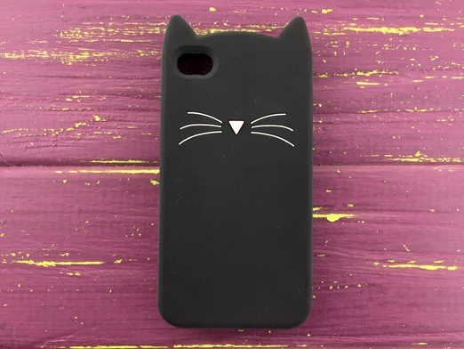 3D КОШКА для iPhone 4 Черный