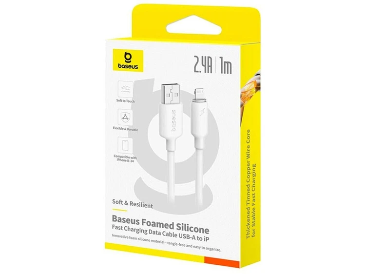 Кабель Baseus Foamed Lightning 2.4A (1m) white