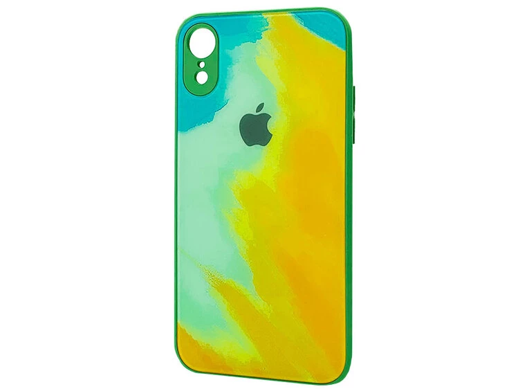 TPU+Glass Watercolor iPhone Xr see breeze lime