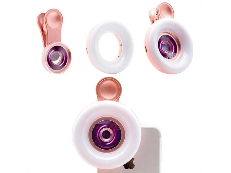 Макро лінза LQ-190 + led flash light pink