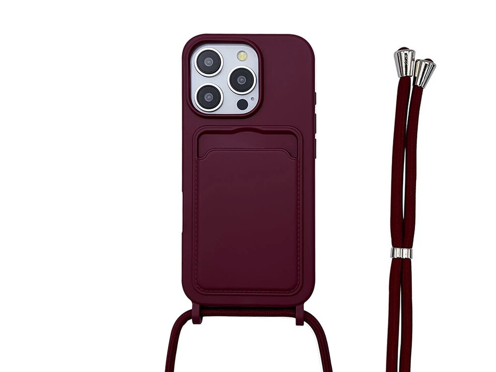 Crossbody CARD CASE iPhone 16 Pro marsala