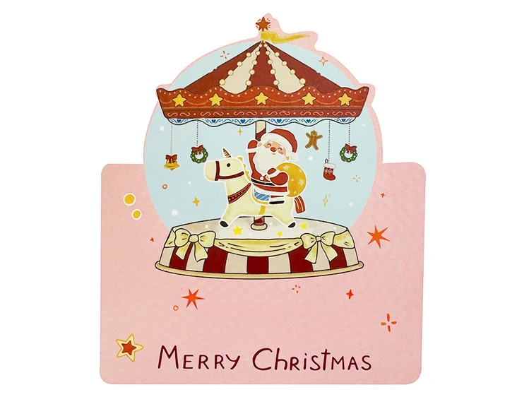 Листівка Новорічна + Envelope Merry Christmas Carousel