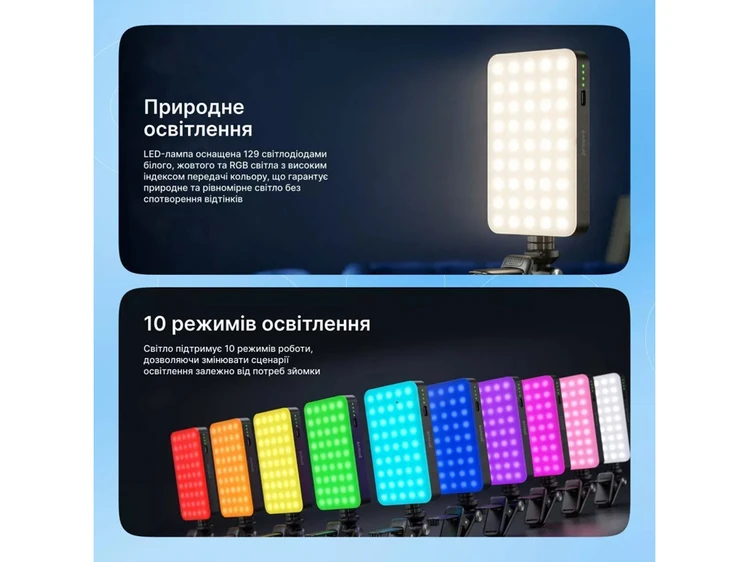 Портативне відеосвітло Proove Glowbox з затискачем для фіксації 3000mAh 6W black