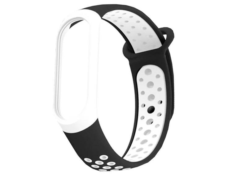 Ремешок силикон Sport Mi Band 3/4 black/white
