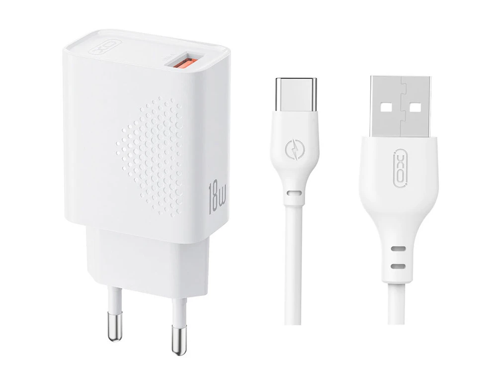 МЗП XO L159 1USB/18W + кабель Type-C white