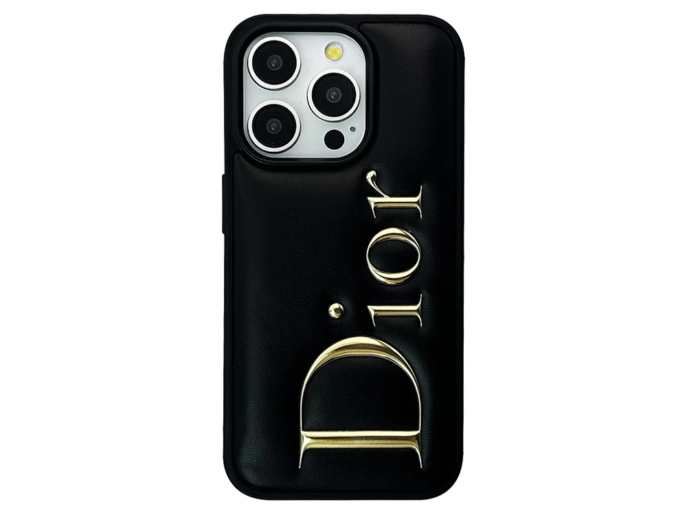 Накладка Leather Puffer iPhone 15 Pro black dior