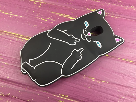 3D Котик Фак Samsung J330 Черный