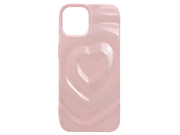 Накладка 3D Heart Glow Case iPhone 15 pink