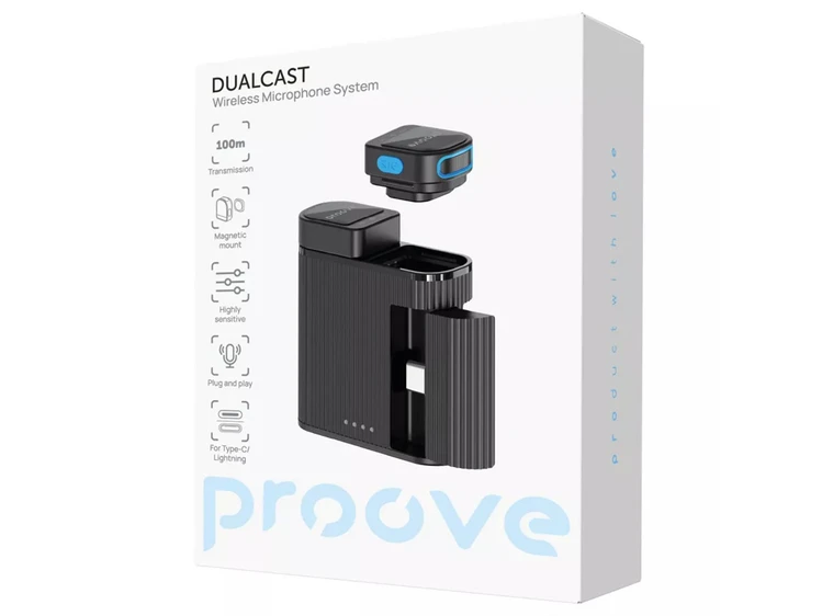 Петличний мікрофон Wireles Proove DualCast Lightning/Type-C black