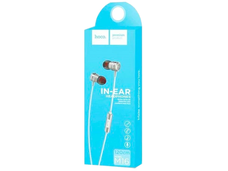 Наушники Hoco M16 Ling Sound + mic Silver